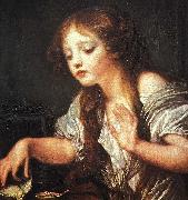 Jean Baptiste Greuze Young Girl Weeping for her Dead Bird oil on canvas